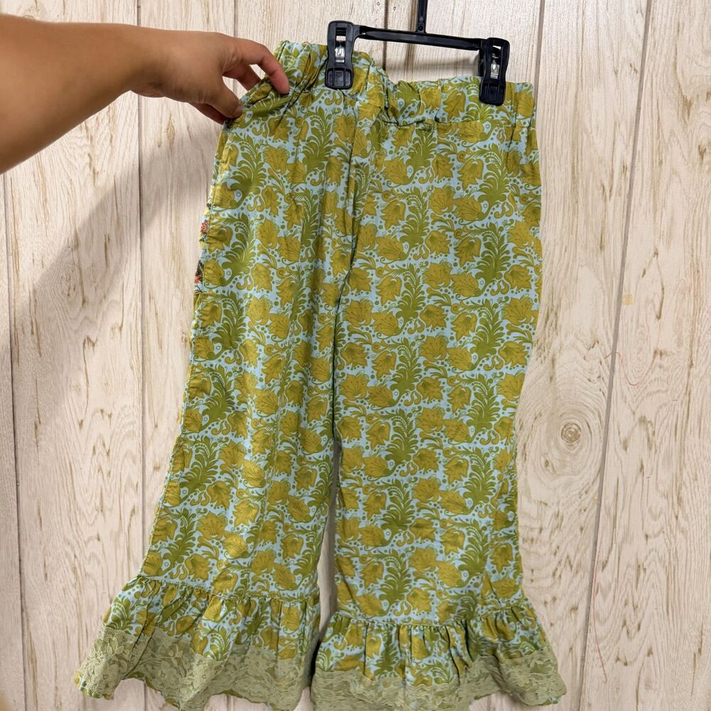 Matilda Jane Serendipity Green Wallflower Big Ruffles Bell Bottoms 8 - Picture 3 of 6